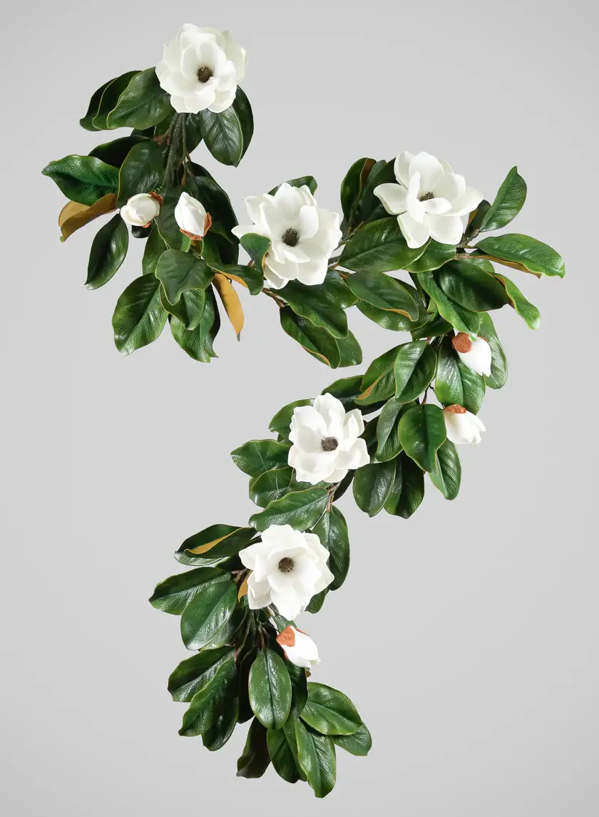 Jamali Garden - Wholesale Bunting/Garland - 6ft Long Magnolia Garland with Blooms, Case of 21