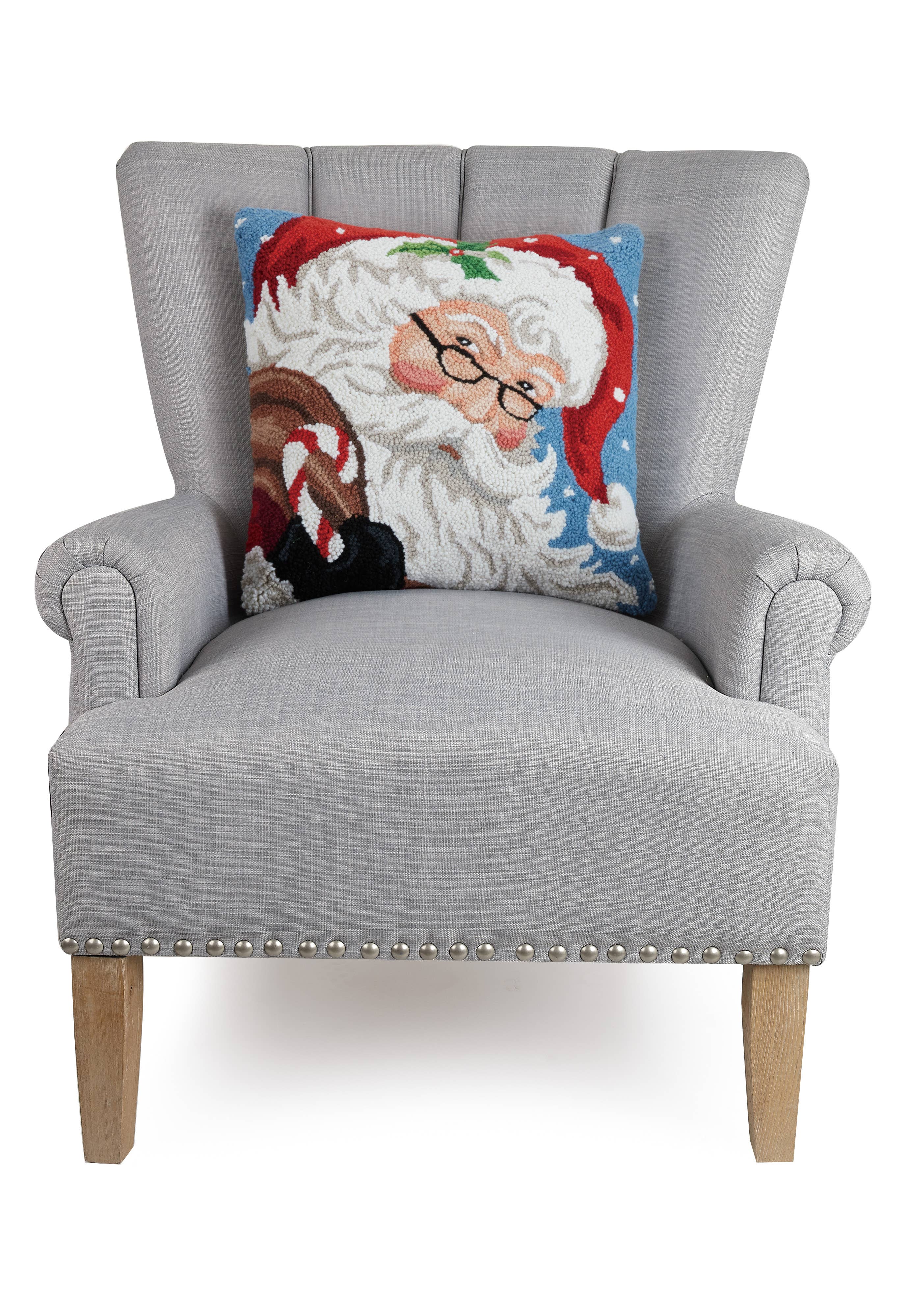 Peking Handicraft - Wholesale Throw/Decorative Pillow - Santa With Glasses Hook Pillow1