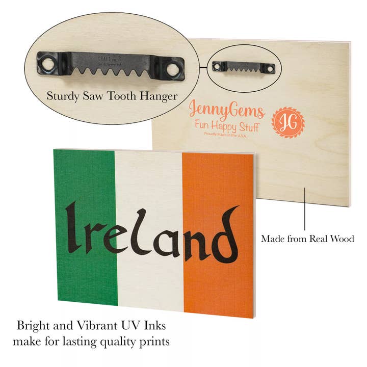 JennyGems - Vente Pancarte - Panneau en bois représentant le drapeau de l'Irlande, décor irlandais, jour de la Saint-Patrick7