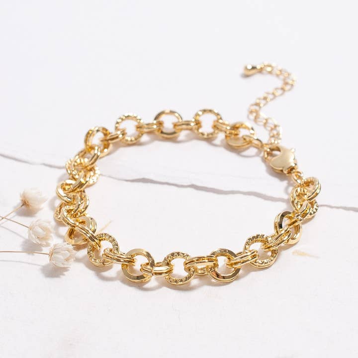 Rossie Jewellery - Vendita all'ingrosso Cavigliere - Cavigliera a catena rolò spessa placcata in oro1