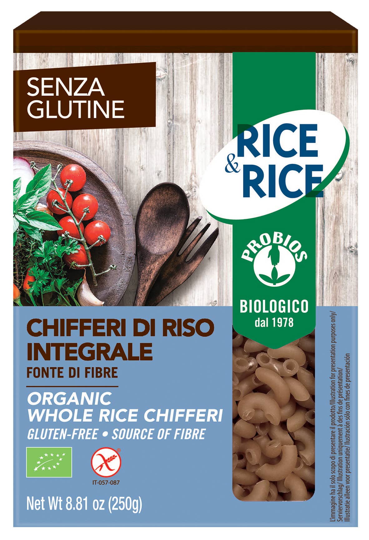 Probios - Wholesale Rice - Chifferi whole wheat rice, organic, gluten-free, source of fiber0