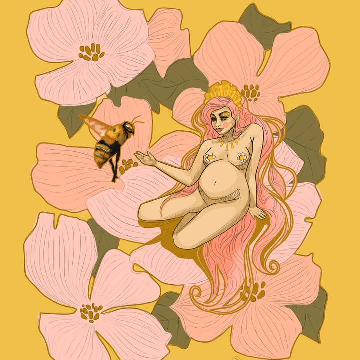 Whimsical Art by Darcy Goedecke - Wholesale Art Print - Dogwood Mama Fairy | Fine Art Print1