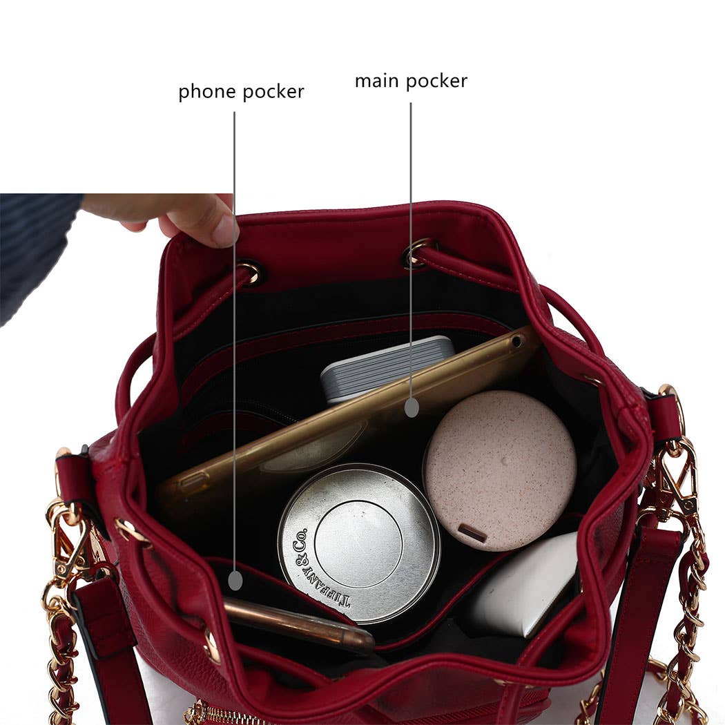 MKF Collection - Wholesale Top Handle Bag - Women's - Azalea Women's Bucket Handbag, Crossover Bag by Mia K12