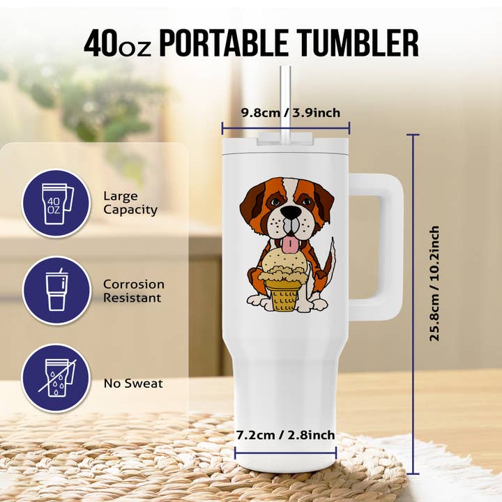 3dRose - Wholesale Insulated mug/tumbler - 3dRose, Funny Cute St. Bernard Dog eating Ice Cream Cone, Tumbler6