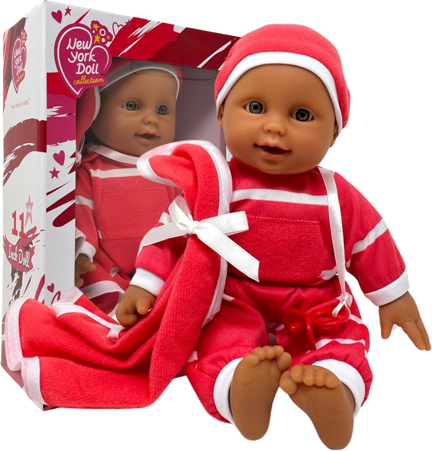 The New York Doll Collection - Wholesale Doll - Kids - The New York Doll Collection 11" Doll Striped W/ Pacifier12