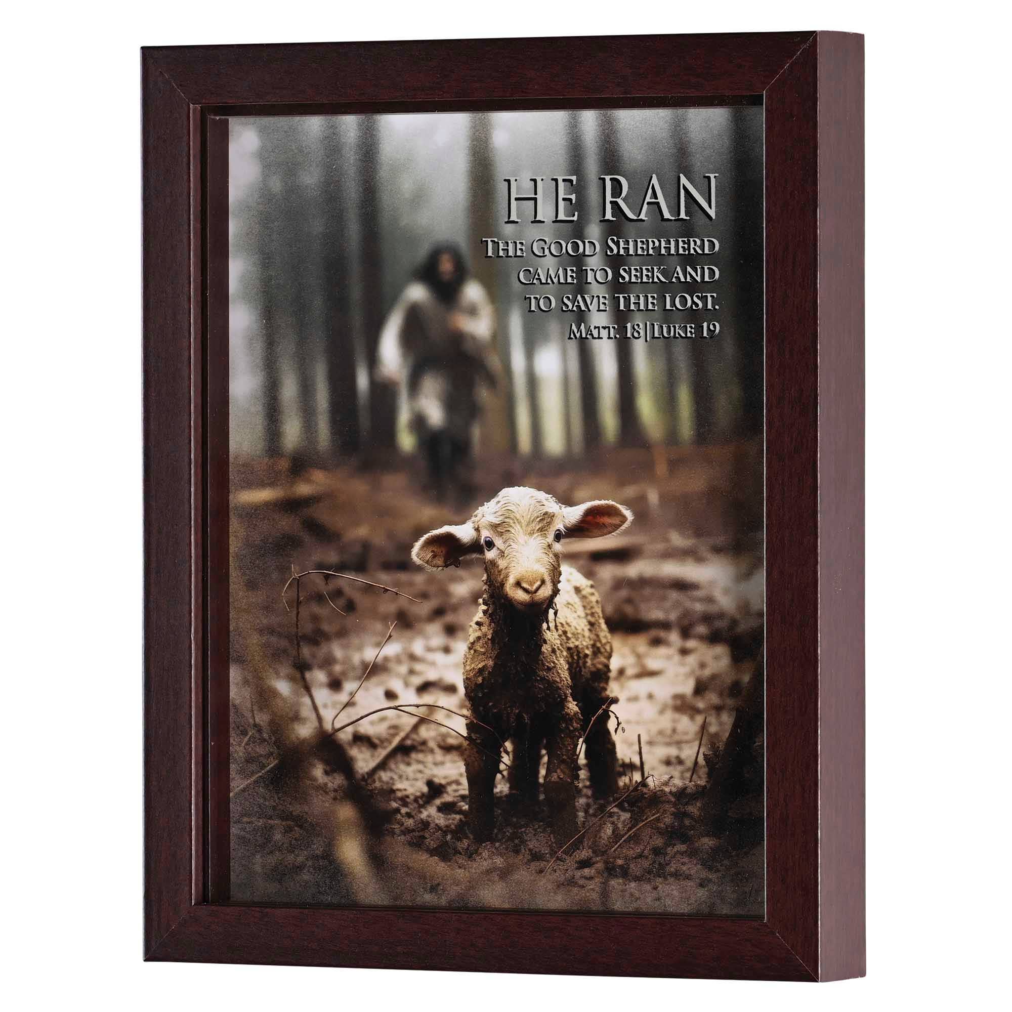 Dicksons – wholesale Decorative tabletop object – Framed Art Lamb 8x10 He Ran Matt18:12-142