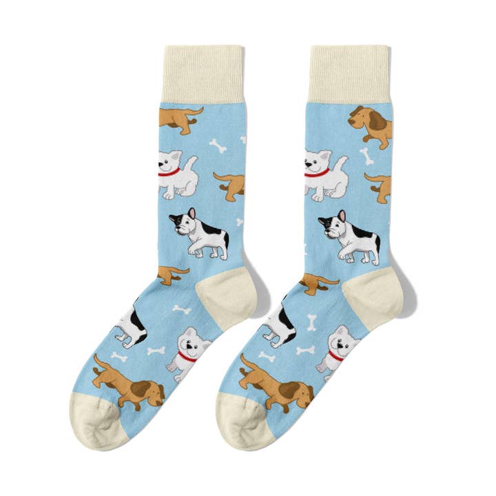 Seamless Light Blue Organic Cotton Dog Socks for wholesale by Billy Brown