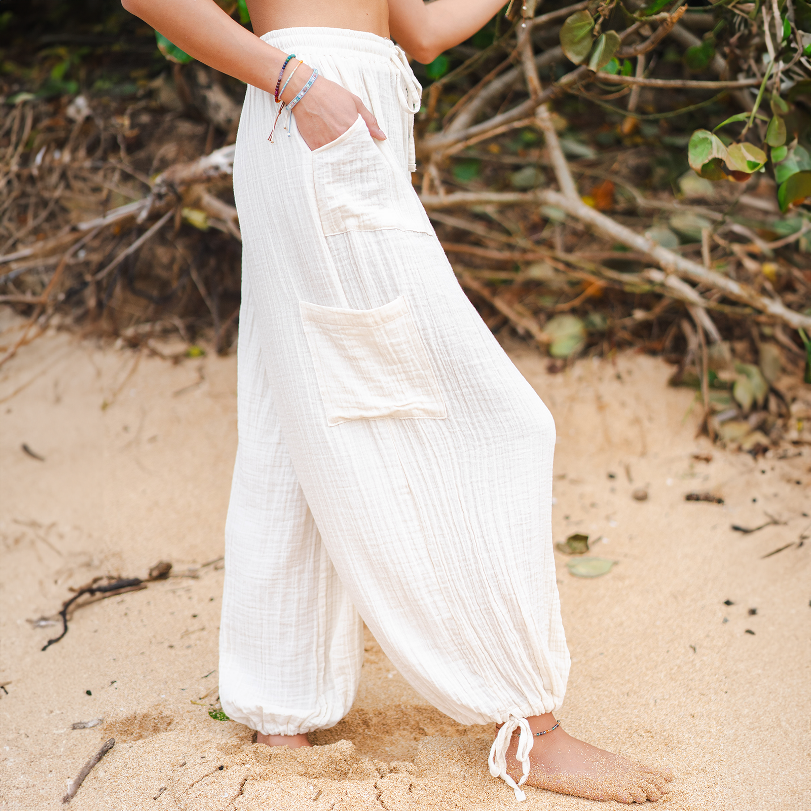 Lotus and Luna - Vendita all'ingrosso Pantalone - Donna - Pantaloni Cargo Cream Adventure5