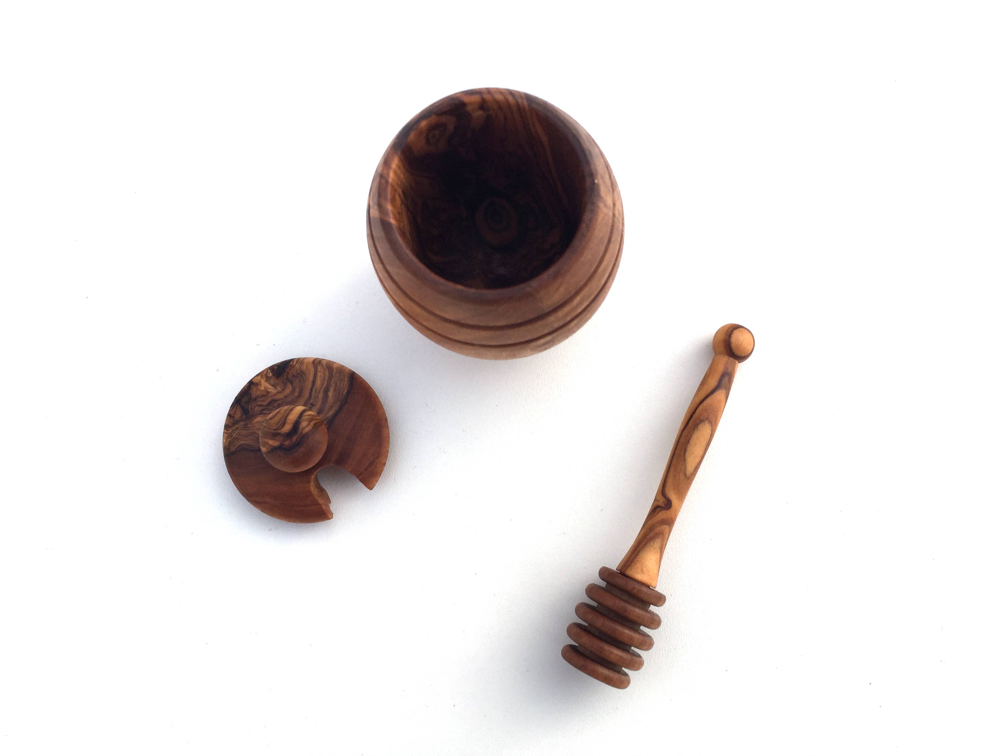 medina mood – Großhandel Honigtopf – Mini Honigtopf mit Honiglöffel handgemacht aus Olivenholz4