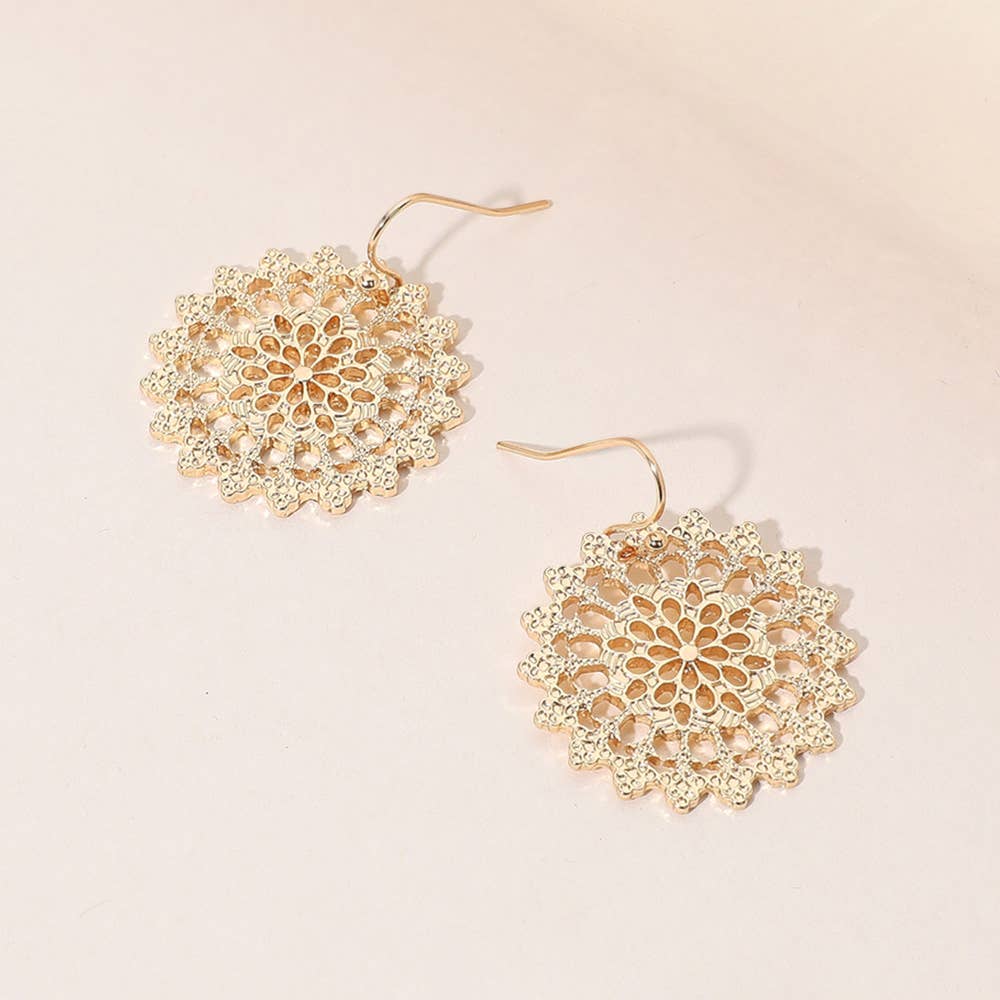 Sensibling Corp. - Wholesale Dangle Earrings - Metal Filigree Round Dangle Earrings
0