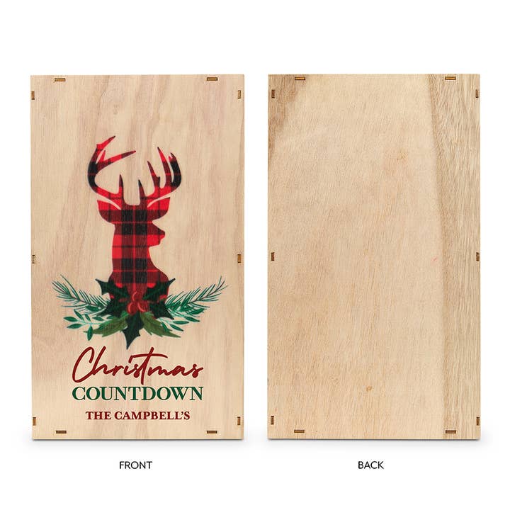 Weddingstar Inc. - Wholesale Advent calendar - Plaid Stag Wooden Advent Calendar - Christmas Countdown1