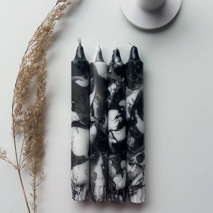 Miss Wildhorse - Wholesale Tapered candle/candlestick - Dip dye candle marble black1