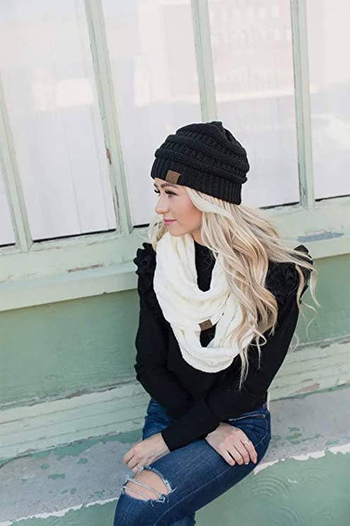 Funky Junque - Wholesale Scarf - Women's - C.C Womens Infinity Scarf - Ivory2