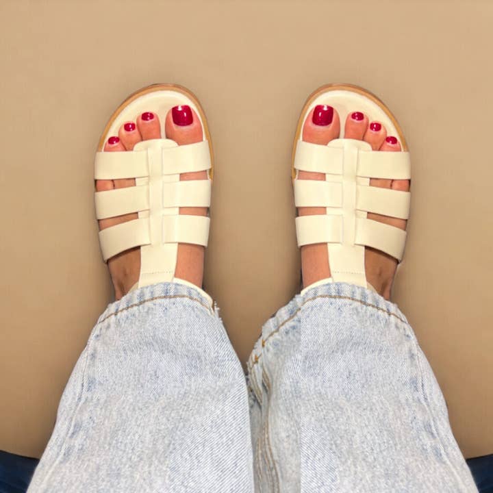 Black Monaca Cage Gladiator Leather Sandal for wholesale on Faire5