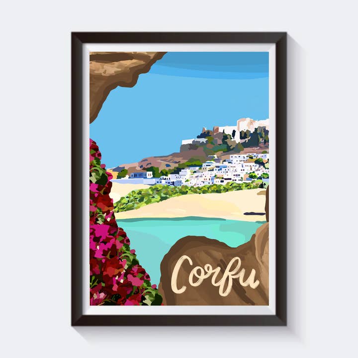 Corfu, Greece Travel Artwork Print - 6 Sizes for wholesale by 2 Sisters