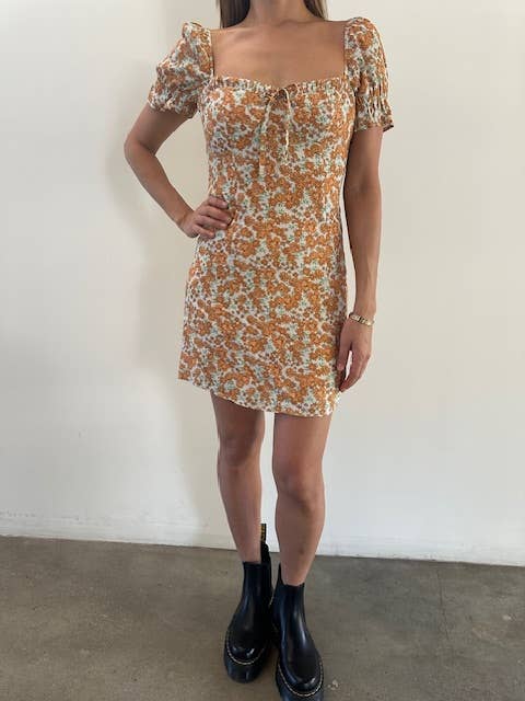 Audrey 3+1 - Wholesale Dress - Women's - Always You Floral Puff Sleeve Mini Dress - YD436A2