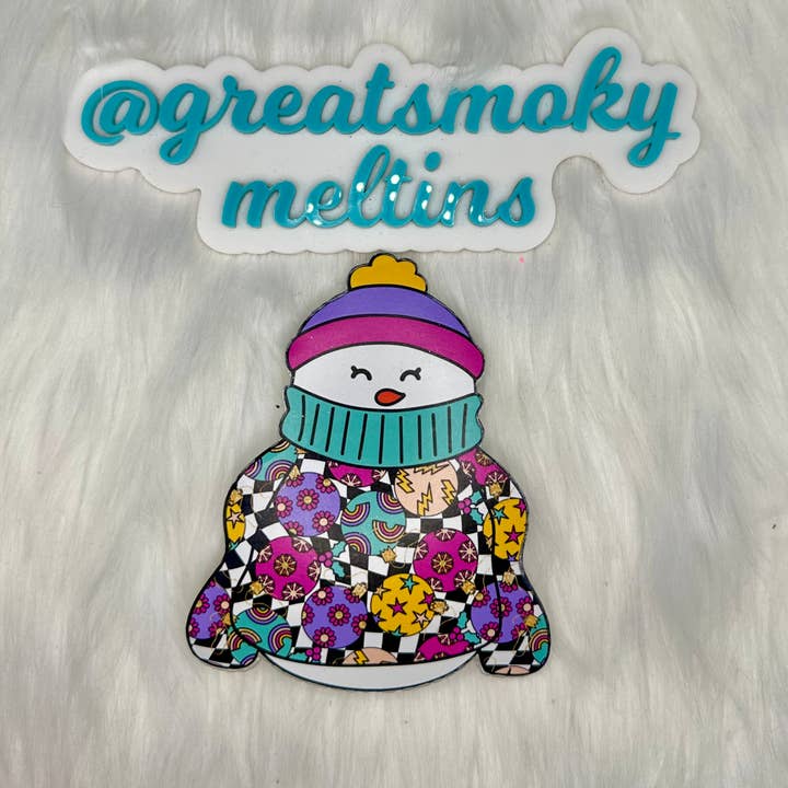 Snowman Wearing Sweater Car Freshie  for wholesale by Great Smoky Meltin’s, LLC