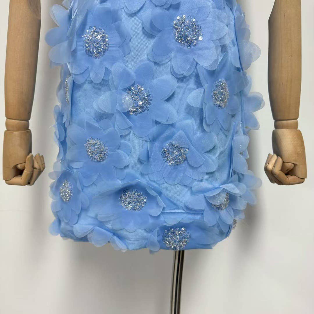 Productseeker - Wholesale Dress - Women's - DR751Y Halter Neck Sequin 3D Floral Backless Mini Dress23