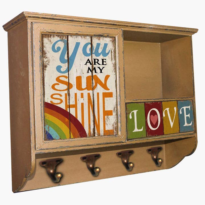 Sunshine Vintage-Wandorganizer mit 4 Haken für den Großhandel von inVintage