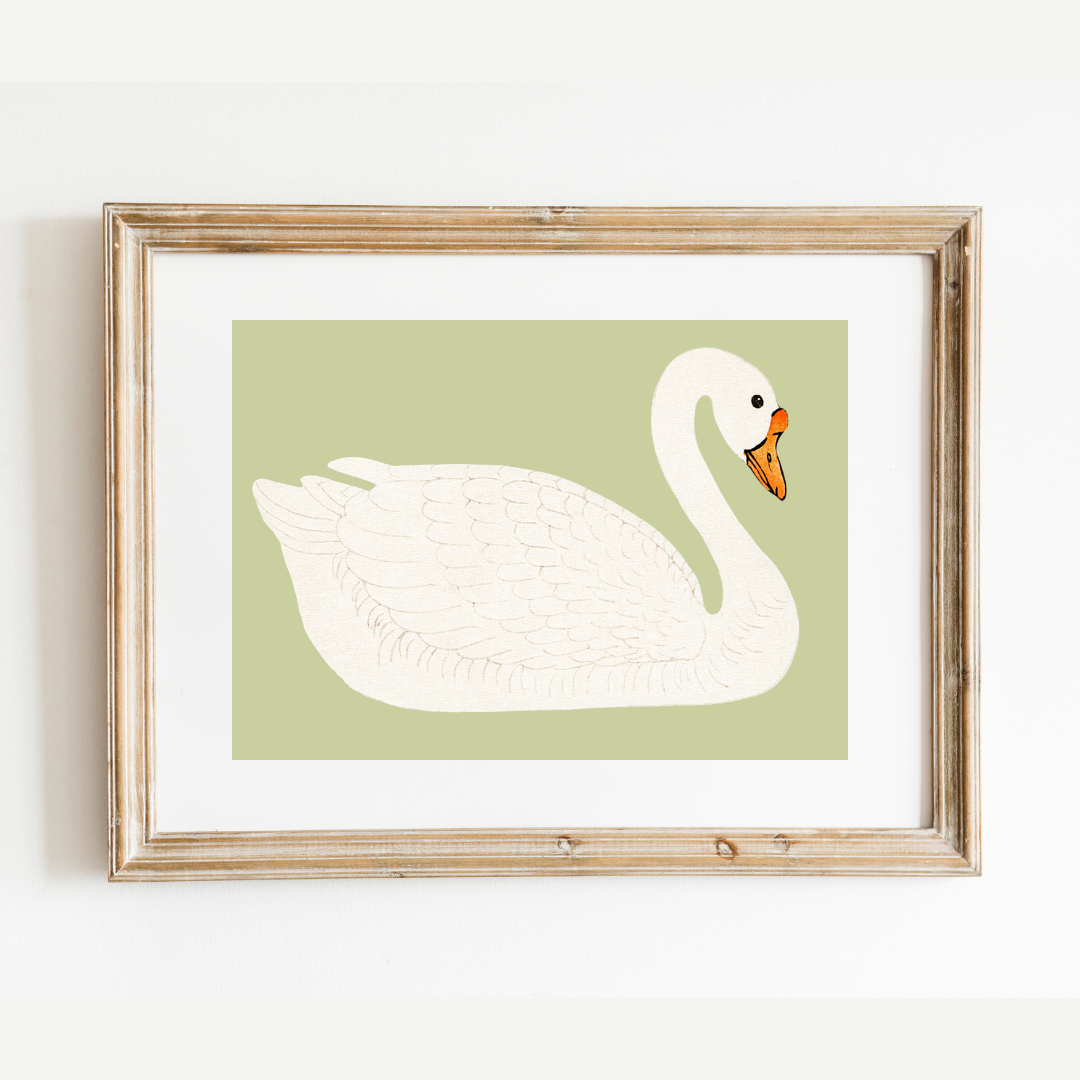 Sea to Skye - Wholesale Art Print - A Swan Antique Art Print (Green)3