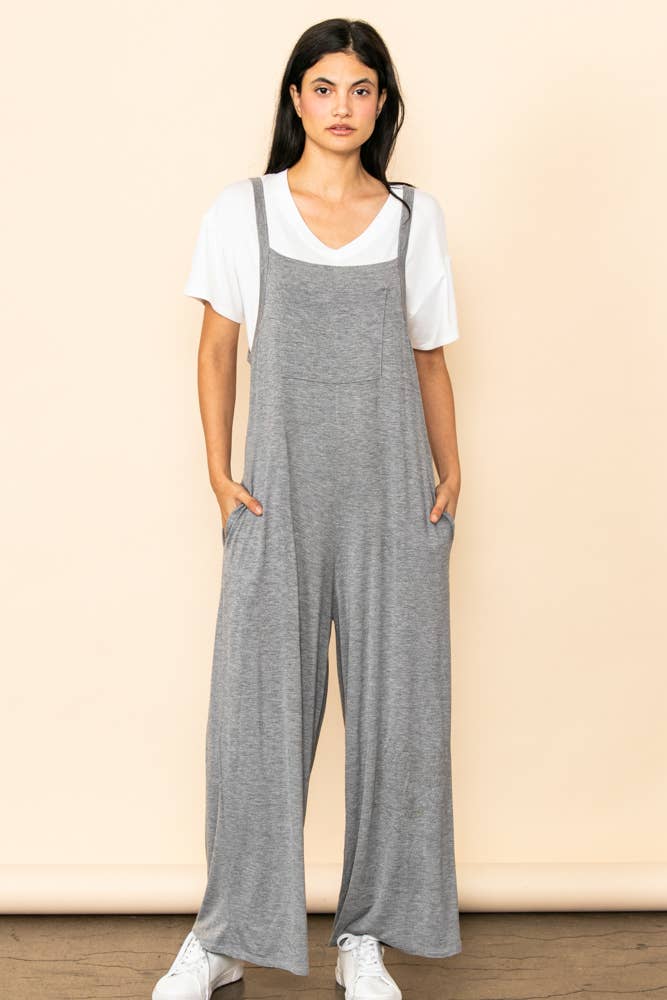 Elloh Collection - Wholesale Jumpsuit - Women's - Casual Comfy Wide Leg Overall Jumper w Bib and Side Pockets10