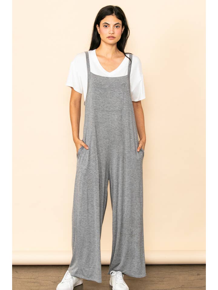 Elloh Collection - Wholesale Jumpsuit - Women's - Casual Comfy Wide Leg Overall Jumper w Bib and Side Pockets10