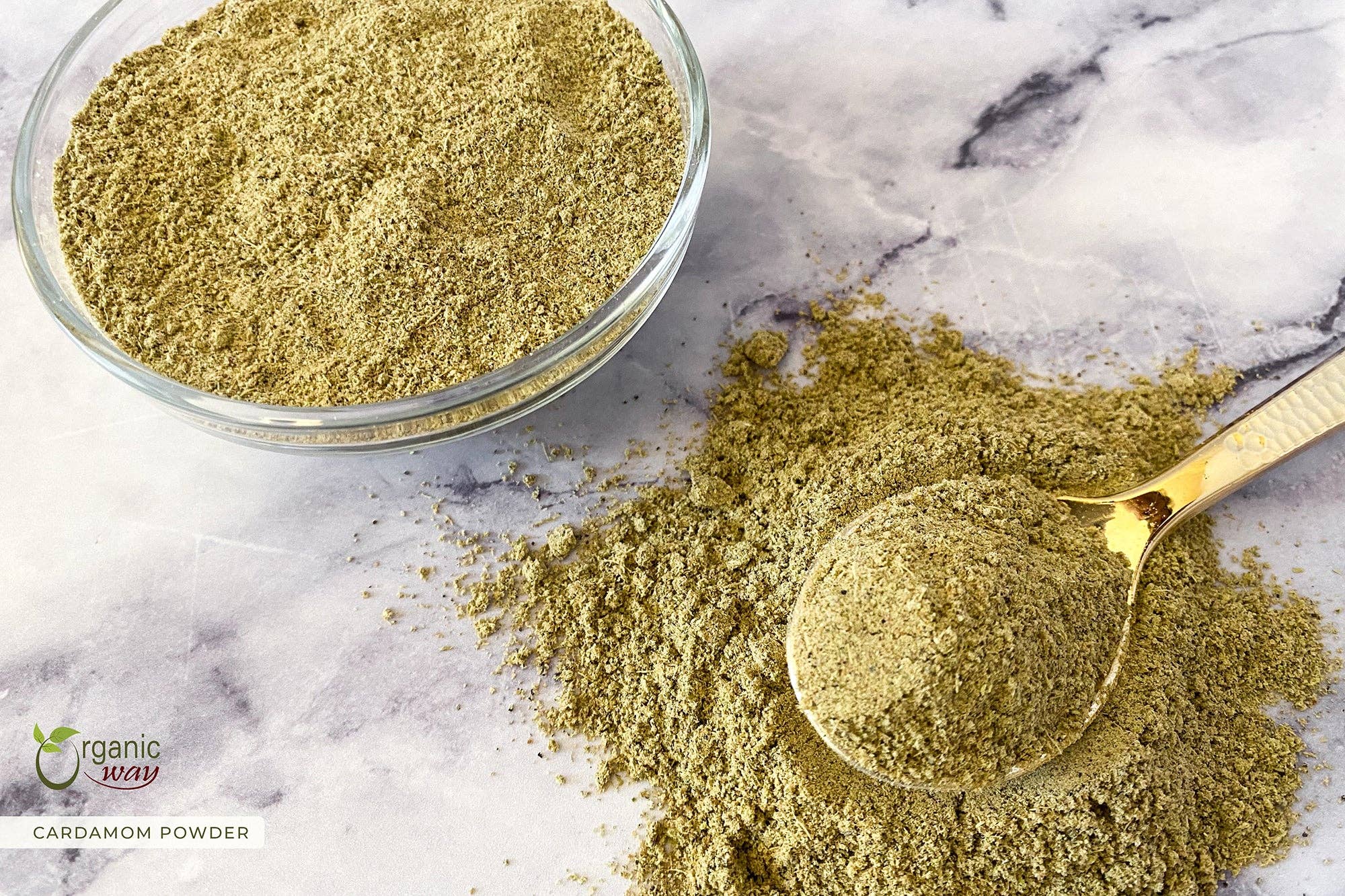 Organic Way LLC - Wholesale Herbs - Green Cardamom / Elaichi Powder (Elettaria cardamomum) - Kosher & USDA Certified | Non-GMO & Gluten Free | Resealable Bag | Adds Flavour & Aroma | 100% Raw from India1