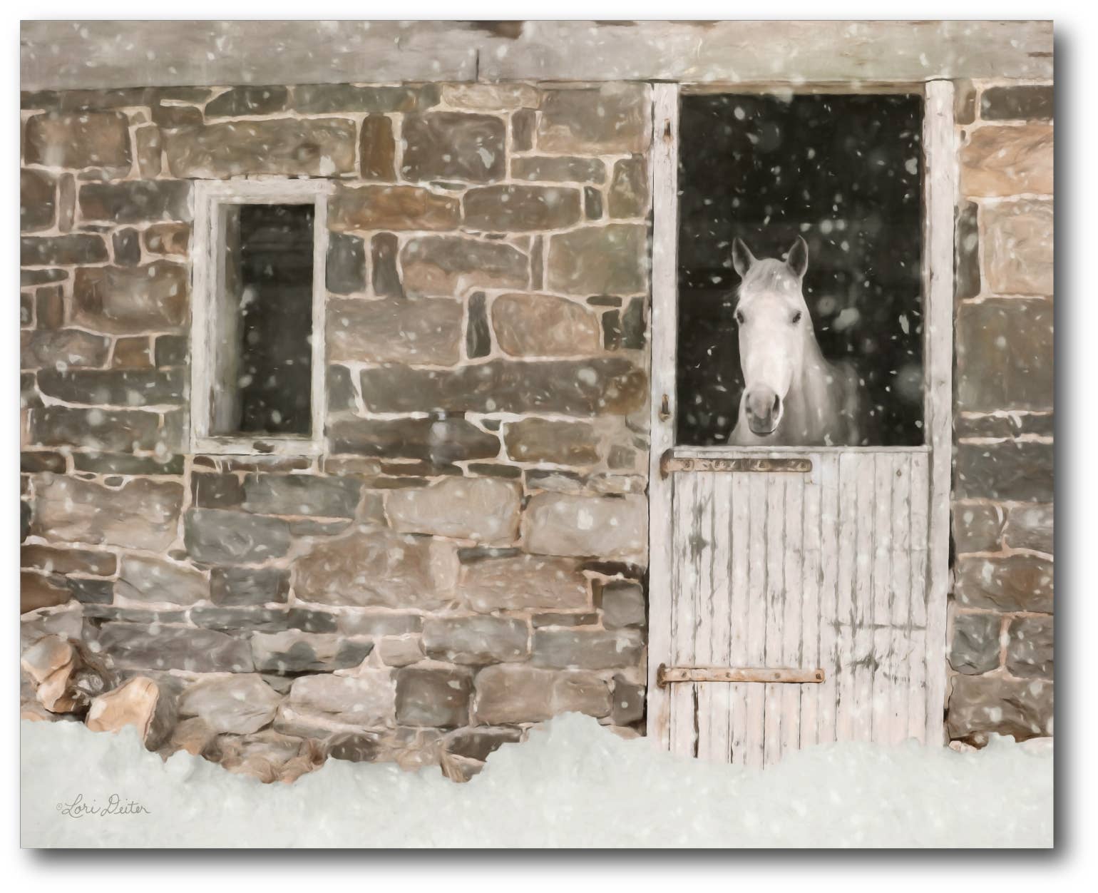 Courtside Market - Wholesale Art Print - Snowed in Horse Gallery - Wrapped Canvas Wall Art0