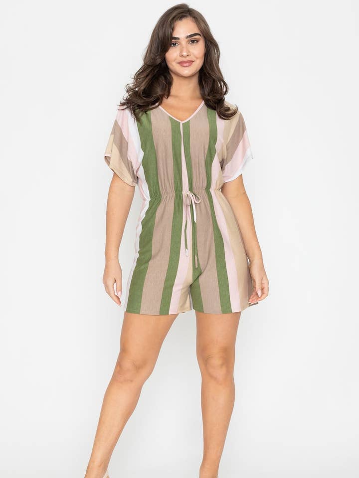 Pagliaccetto estivo a righe taglie forti per la vendita all'ingrosso da parte di EG fashion