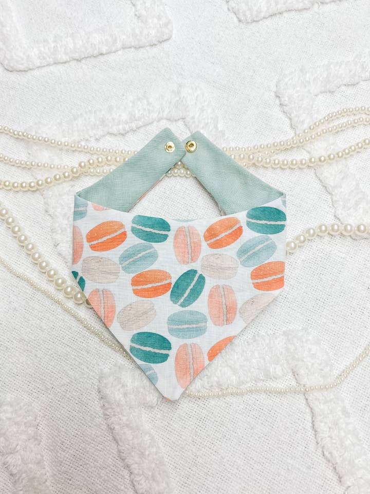 Macaroons Reversible Dog Bandana, Food Snap On Pet Scarf for wholesale by StellaLoo