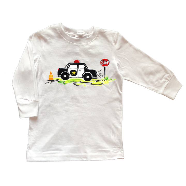 Camiseta de algodón de manga larga 600 Police Car para venta al por mayor de Designs By Beverly, LLC