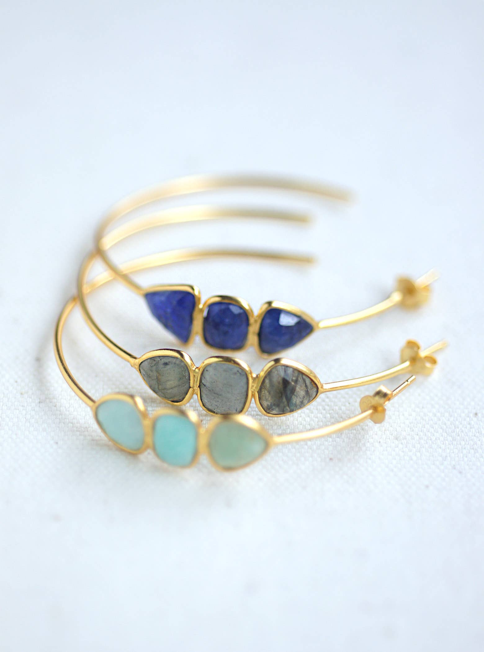 FELIX Z DESIGNS - Wholesale Hoop Earrings - 925 Silver, 3 stones hoop earrings4