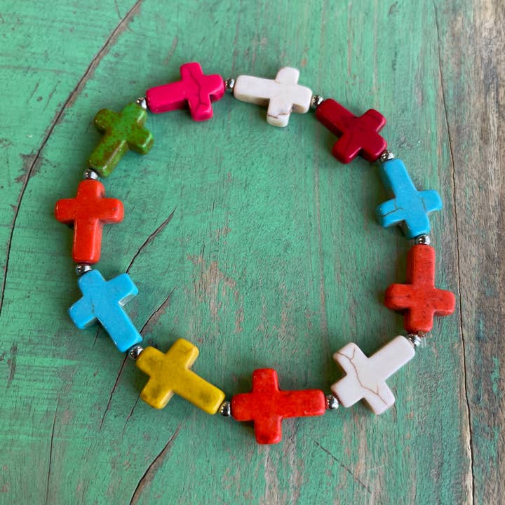 Love and Honor Jesus LLC – Großhandel Perlenarmband – Mehrfarbiges Kreuzarmband