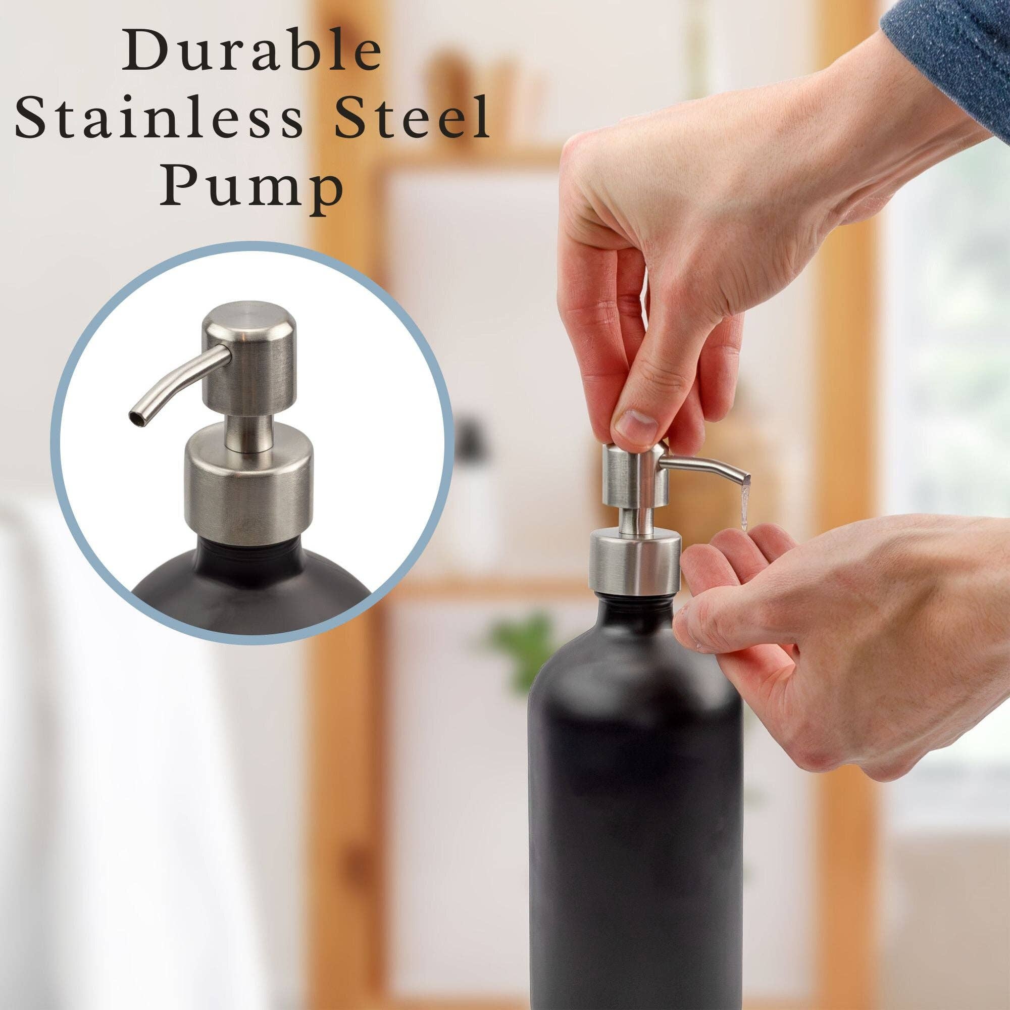 Kurated Korner – wholesale Soap dispenser – Cornucopia 16oz Black Glass Pump Bottles (2pk)3