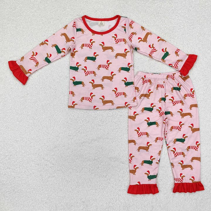 Aier Wholesale - Wholesale Sleepwear Set - Kids - Family Girls Boys Christmas Dachshund Pajamas Rompers Clothes Sets