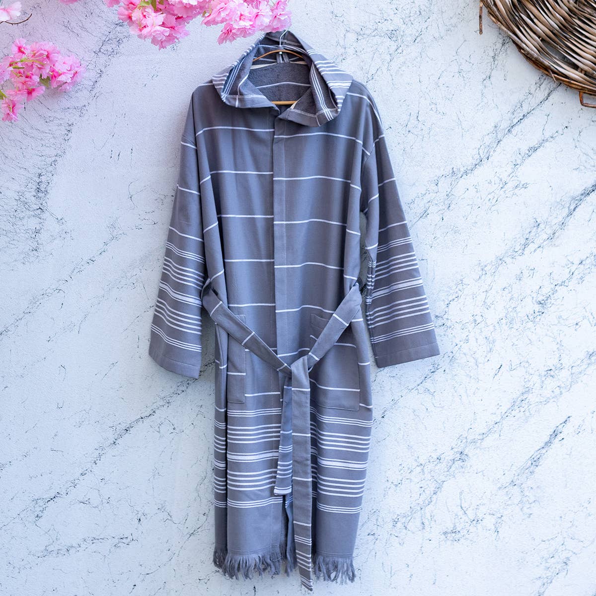 Kikoya – wholesale Robe – Unisex – Terrybacked Bathrobe Turkish Cotton Light Weight Hood Quick 45