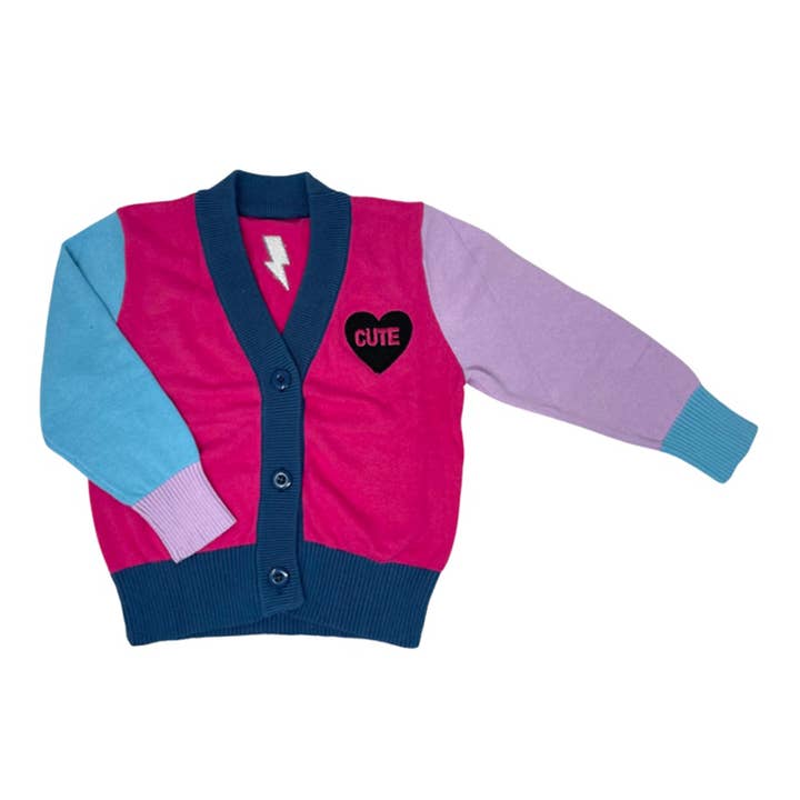 CUTE Color Block Cardigan - Pink, Purple, Blue for wholesale by Wee Monster