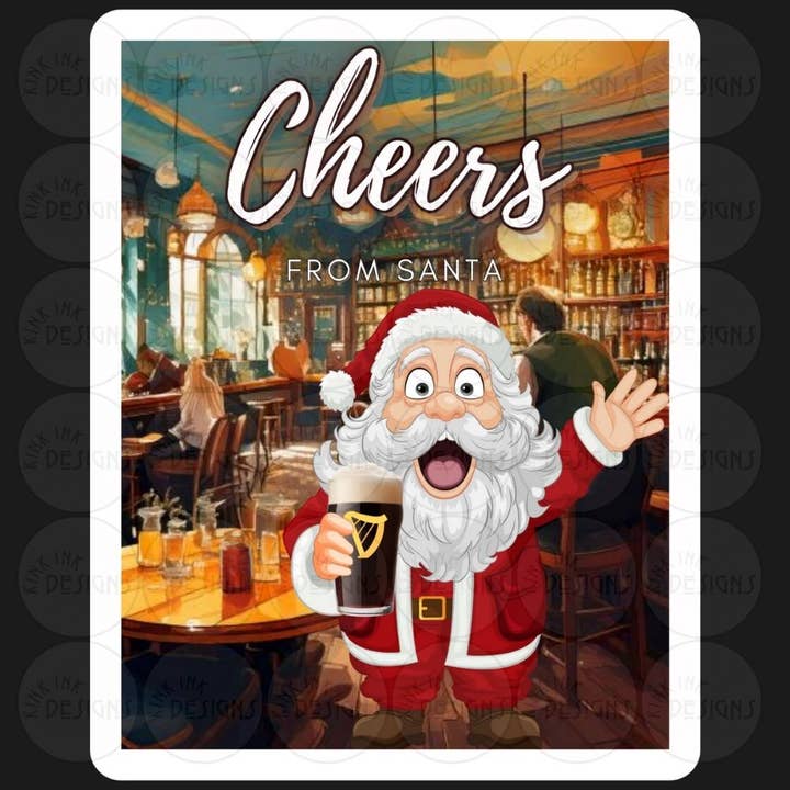 Autocolante/Íman "O Pai Natal Gosta de Guinness" por atacado de Kink Ink Designs