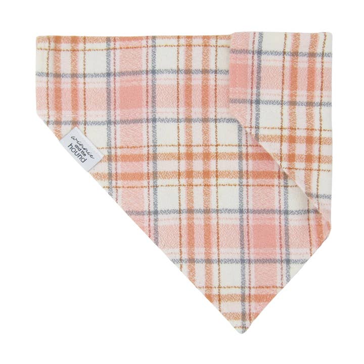 Pink and Cream Plaid Over the Collar Flannel Dog Bandana for wholesale by Winnie and the Hound
