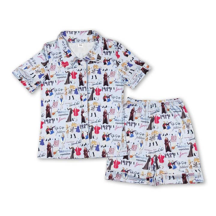 Yawoo Garments - Wholesale Sleepwear Set - Women's - Short sleeves guitar singer adult women summer pajamas