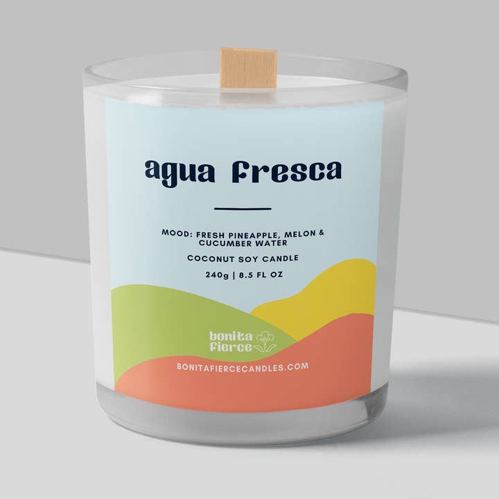 Bonita Fierce Candles - Wholesale Jar/Filled Candle - Agua Fresca Candle | Pineapple Melon & Cucumber Water Candle0