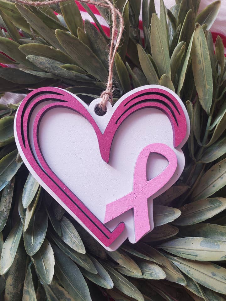 Cancer hear and ribbon Charm / Ornament for wholesale by Heart n Sol