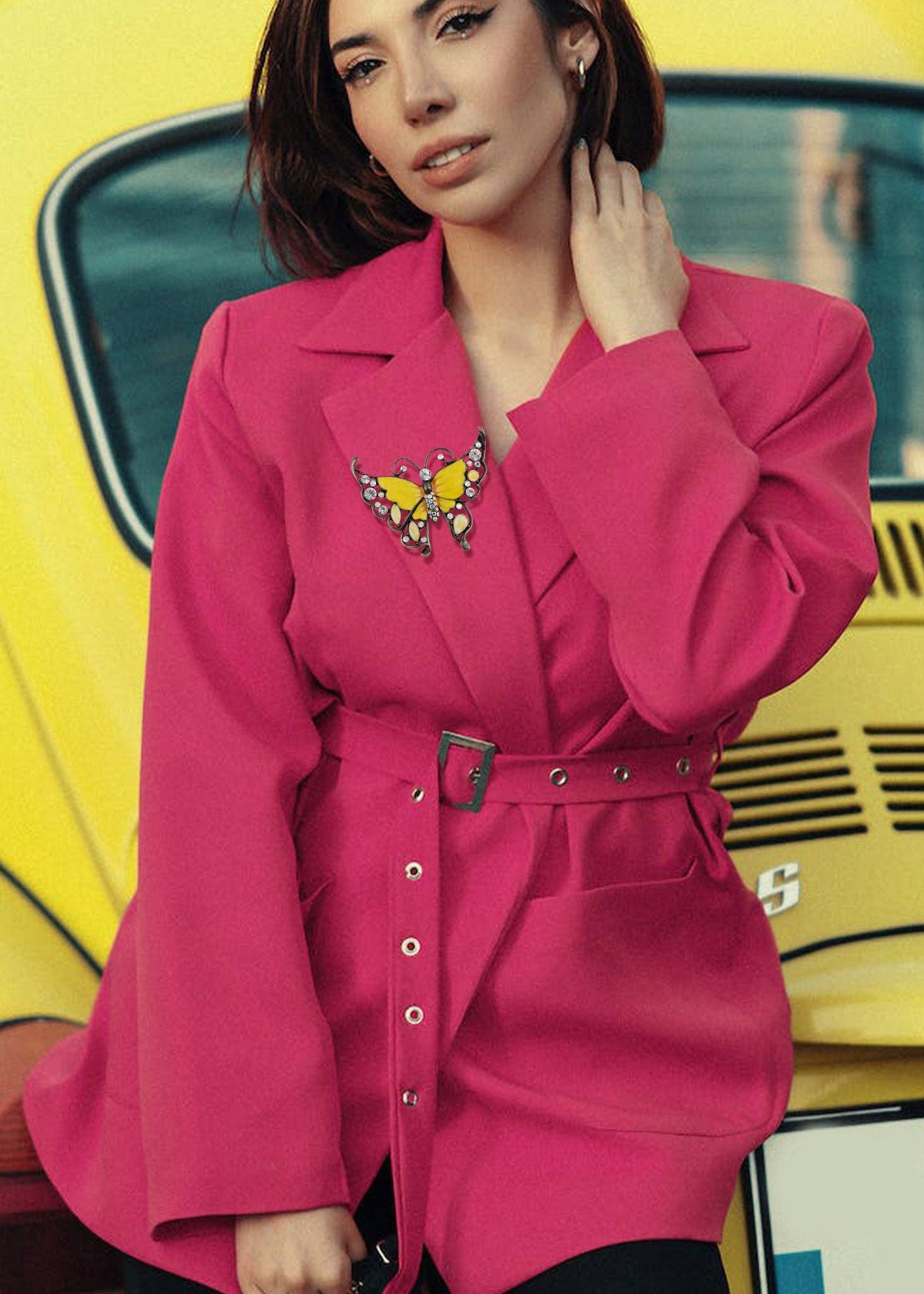 AK Brand - Wholesale Brooch - Antique Green Enamel Opal Butterfly Insect Brooch Pin18