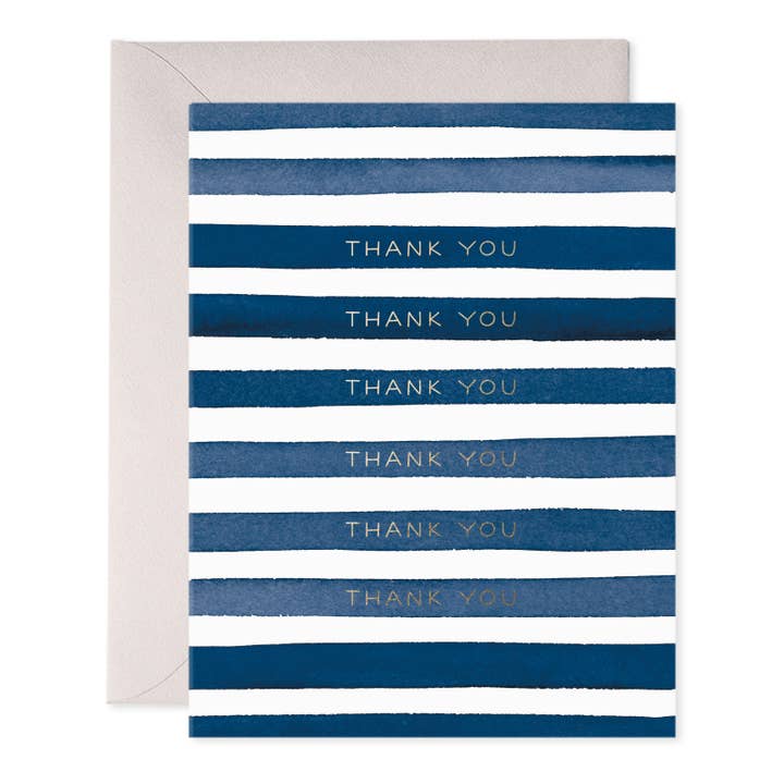 E. Frances Paper - Wholesale Stationery/Notecard Set - Navy Stripes Thank You Greeting Card - Boxed Set of 6