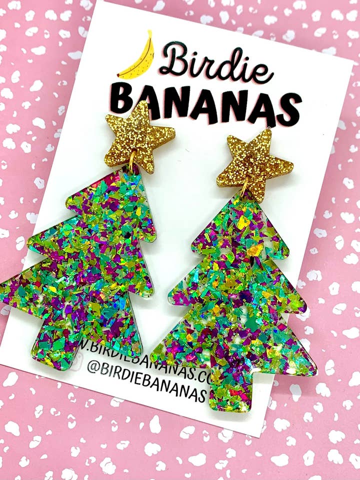 Boucles d'oreilles Sapin de Noël vertes pour la vente par Birdie Bananas