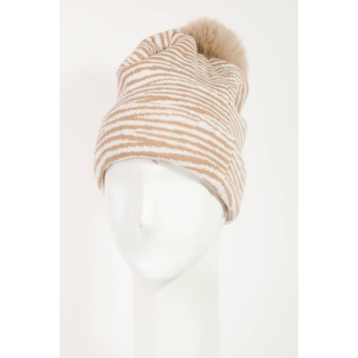 Zebra Striped Beanie for wholesale by Collections by Fame Accessories
