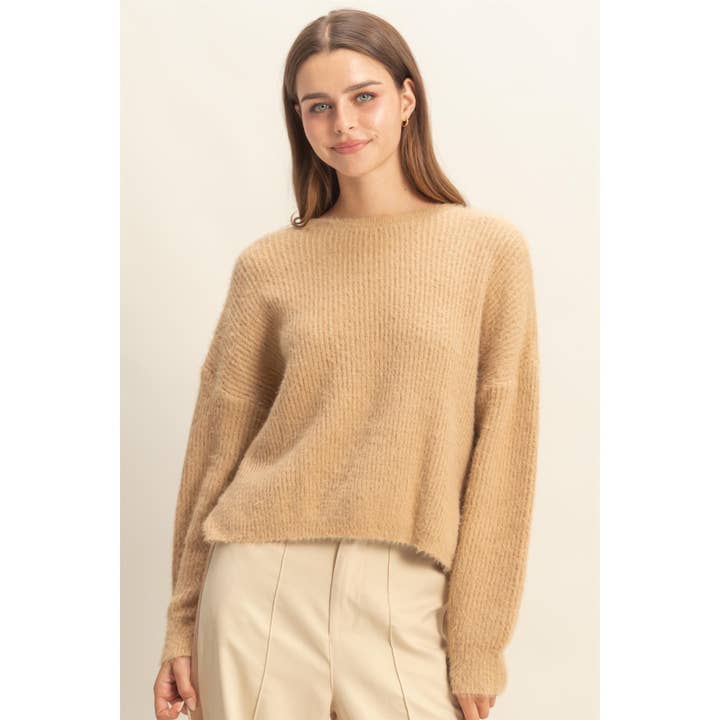 HYFVE - Wholesale Knit Sweater - Women's - Oversized Fuzzy Sweater With Back Twist Detail0