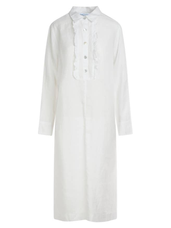 Linen Shirt Dress with Ruffled Details for wholesale by Haris Cotton