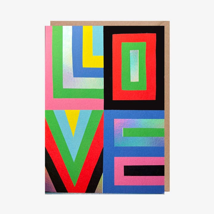 Greeting Card - Love Multi-Coloured (Foil Finish) for wholesale by Sharon King-Chai