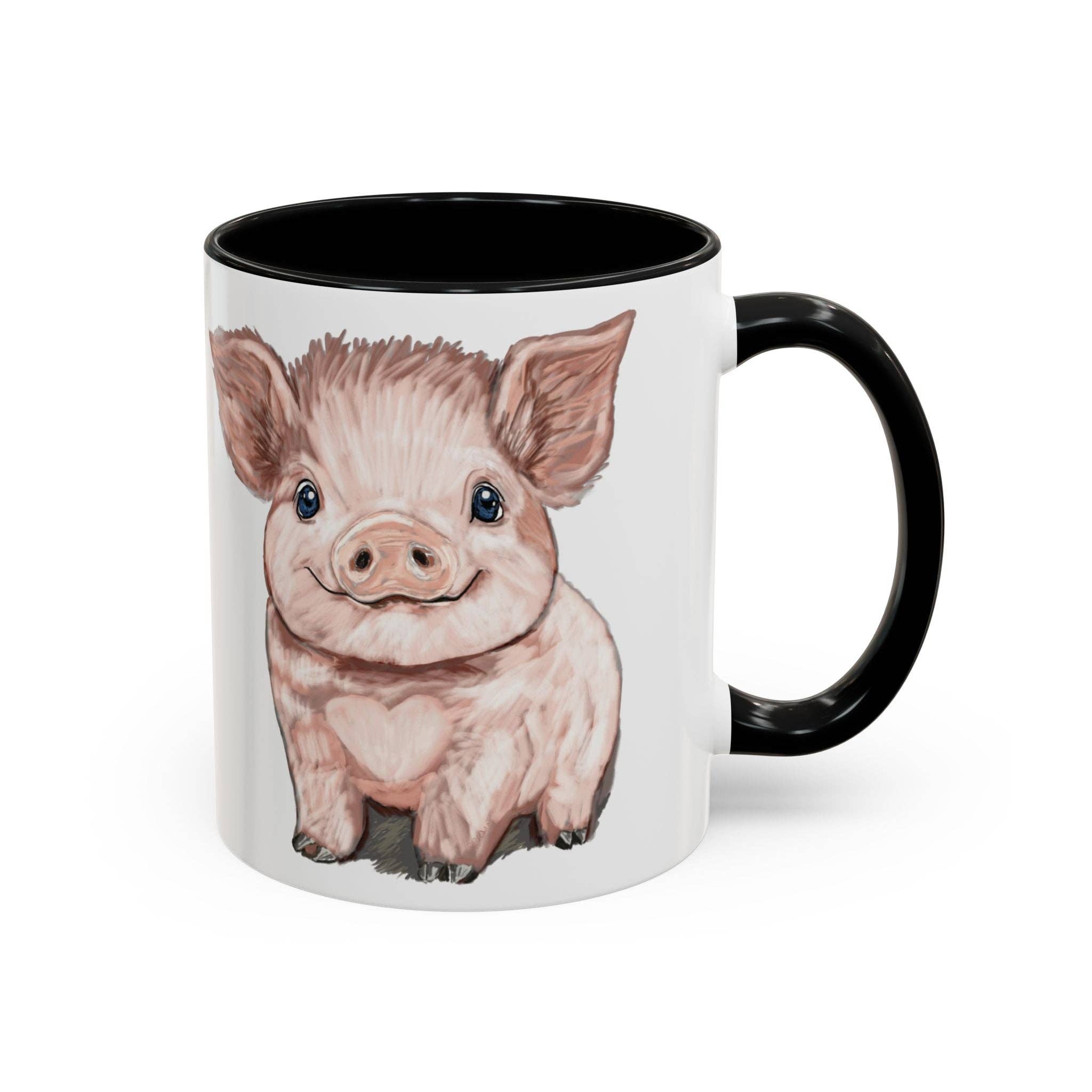 Blue Cava - Wholesale Coffee Mug - Adorable Piglet Two Tone Ceramic Mug - 11 oz & 15 oz0